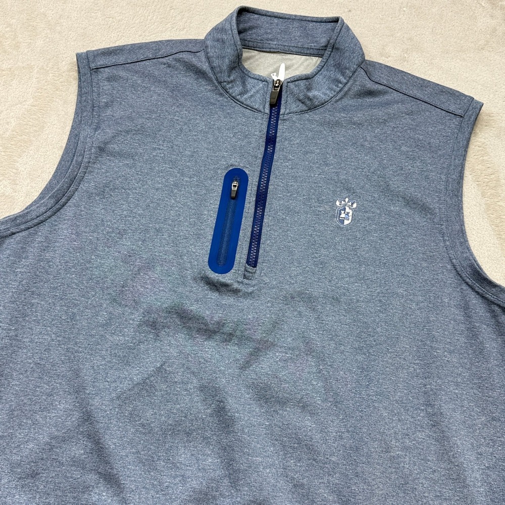 Johnnie-O Golf Vest Mens XL Blue Quarter Zip Performance Sleeveless LOGO
